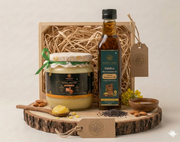 Heart-Healthy Kitchen Duo | Sahiwal Cow Ghee & Cold Pressed Mustard Oil