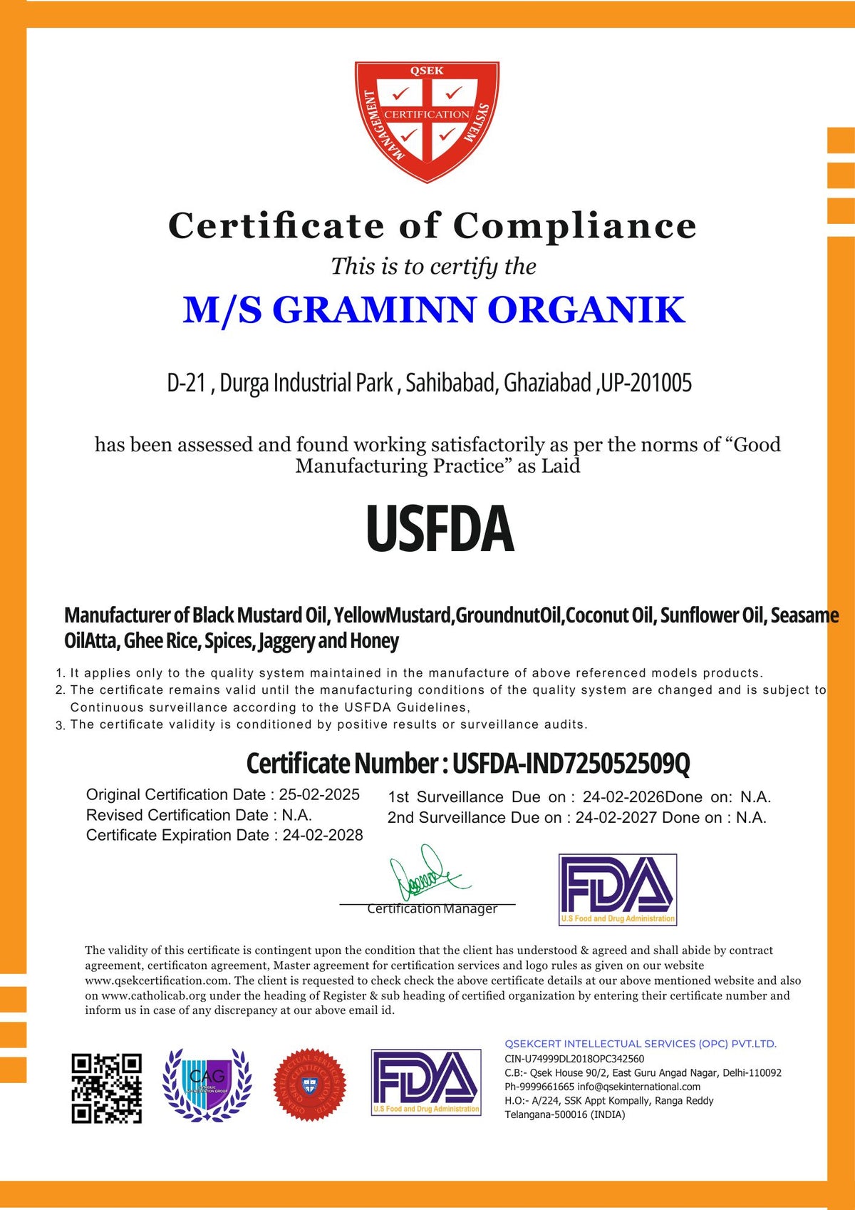 Certificate or Lab Report